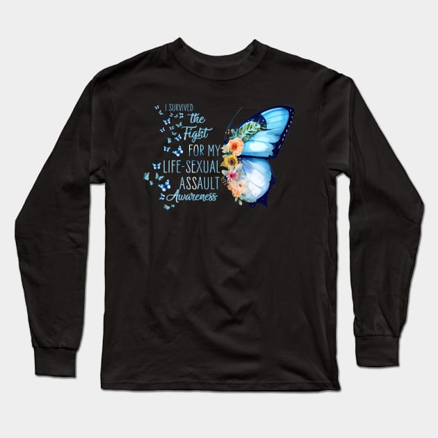 I Survived The Fight For My Life Sexual Assault Butterfly Long Sleeve T-Shirt by FrancisDouglasOfficial